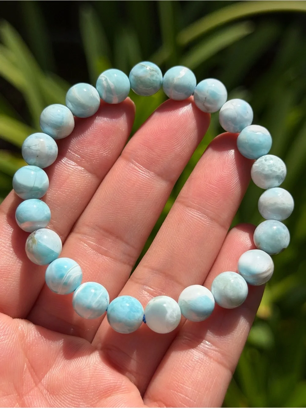 8.5mm stretchable larimar bracelet 2056
